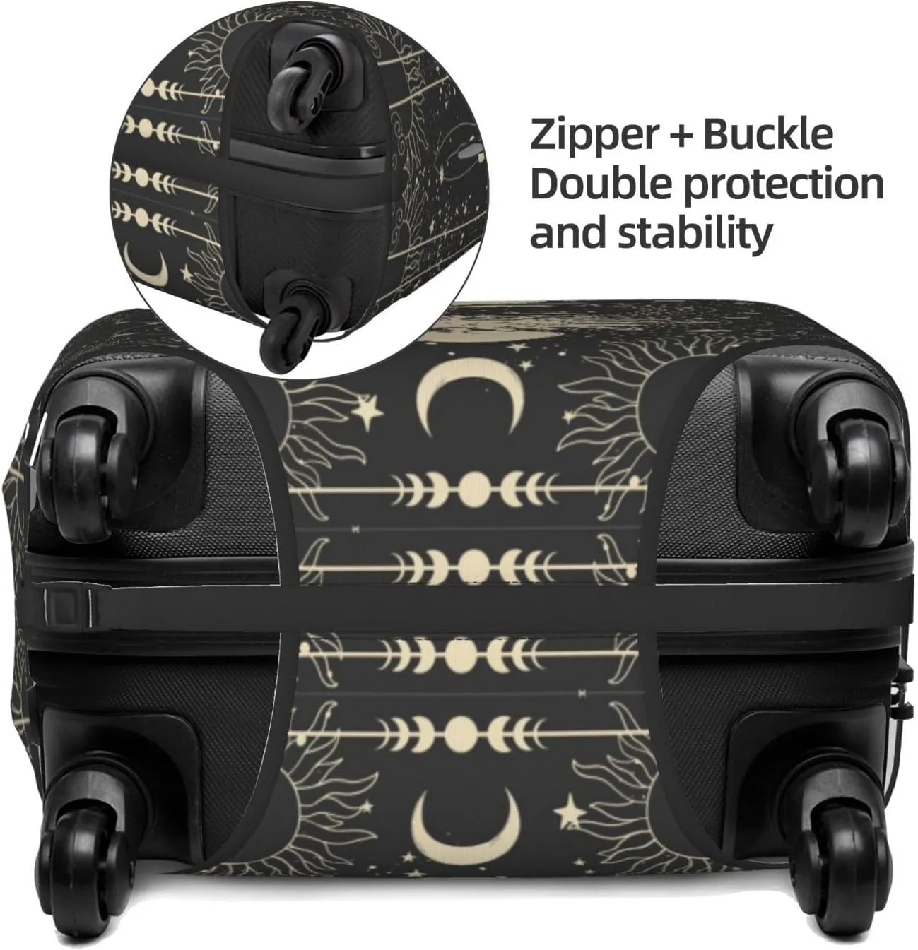 Travel Luggage Cover Suitcase Elastic Washable Sun Moon Magic Boho Suitcase Protector Bag,Spandex With Zipper Closure Baggage Covers,Large