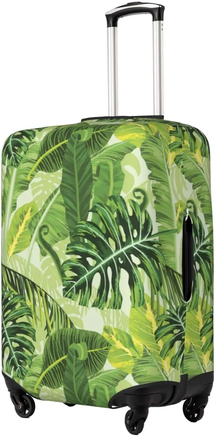 Travel Luggage Cover Suitcase Elastic Washable Tropical Palm Leaves Suitcase Protector Bag,Dust-Proof With Zipper Closure Baggage Covers,X-Large