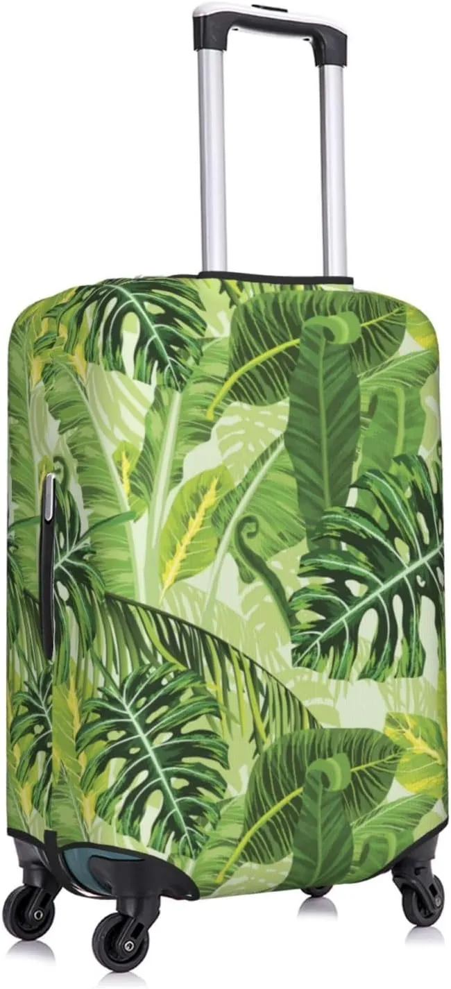 Travel Luggage Cover Suitcase Elastic Washable Tropical Palm Leaves Suitcase Protector Bag,Dust-Proof With Zipper Closure Baggage Covers,X-Large