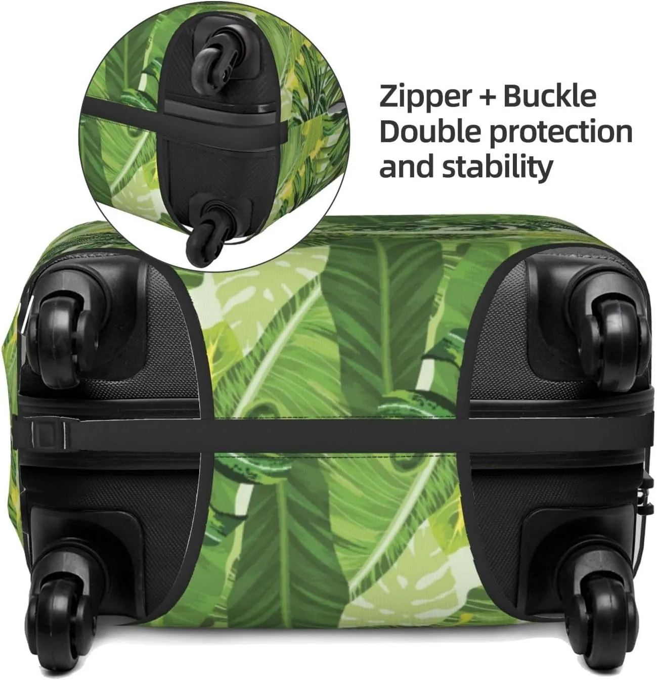 Travel Luggage Cover Suitcase Elastic Washable Tropical Palm Leaves Suitcase Protector Bag,Dust-Proof With Zipper Closure Baggage Covers,X-Large