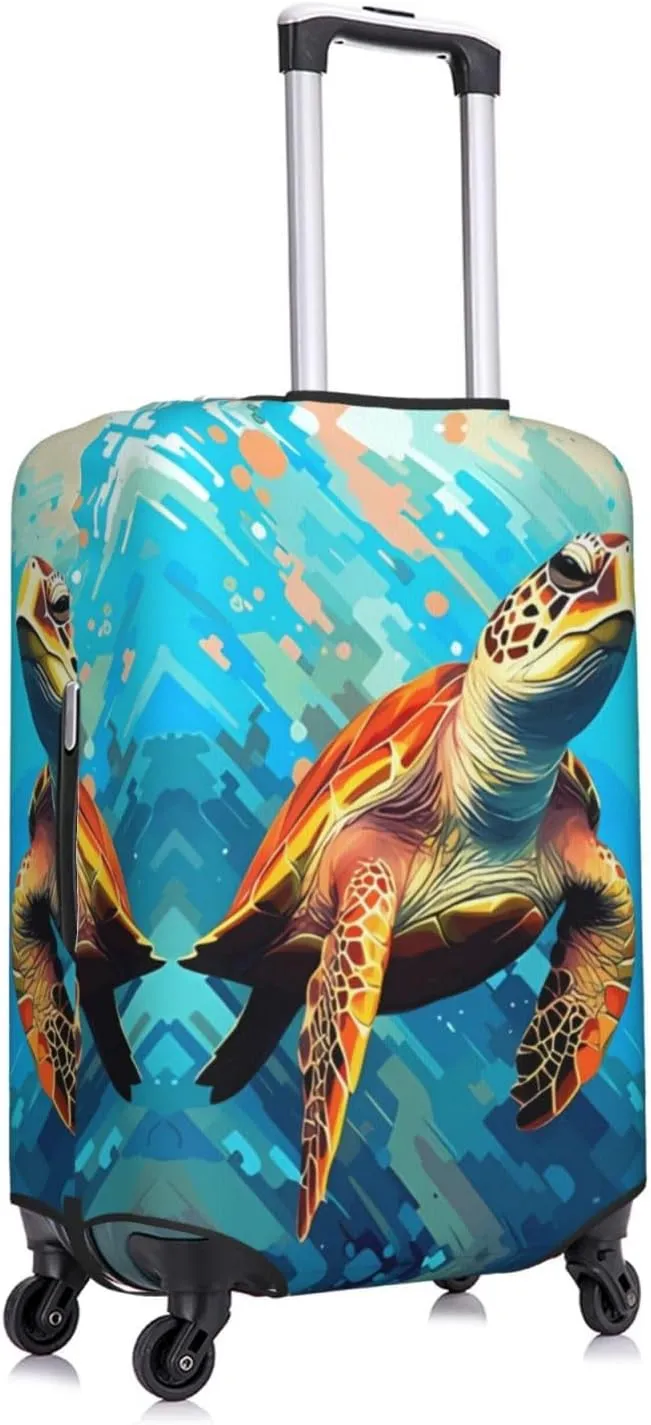 Travel Luggage Cover Suitcase Elastic Washable Turtle Suitcase Protector Bag,Spandex With Zipper Closure Baggage Covers,Medium