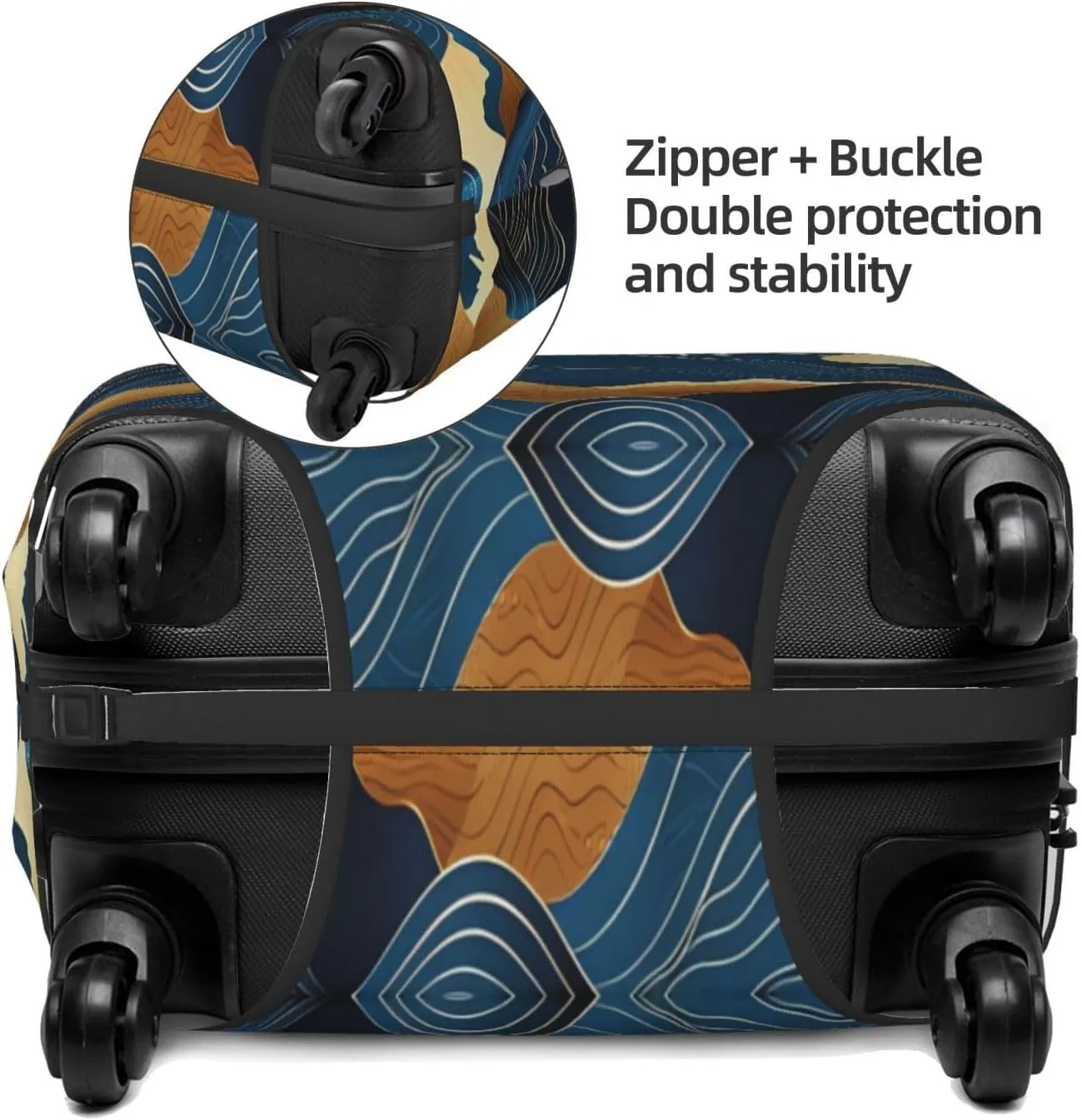 Travel Luggage Cover Suitcase Stretch Washable Abstract Night Moon Mountains Suitcase Protector Bag,Spandex With Zipper Closure Baggage Covers,Large