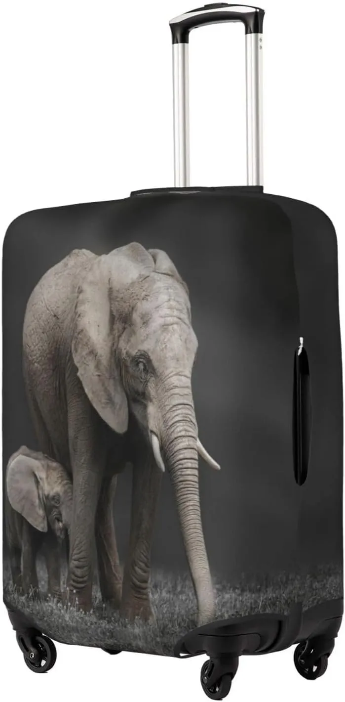 Travel Luggage Cover Suitcase Stretch Washable African Elephant Suitcase Protector Bag,Spandex Double-Sided Baggage Covers,Medium
