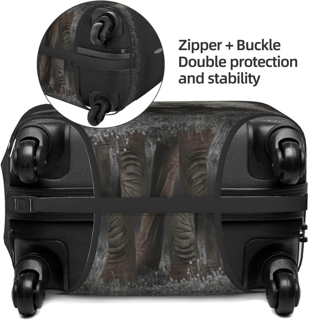 Travel Luggage Cover Suitcase Stretch Washable African Elephant Suitcase Protector Bag,Spandex Double-Sided Baggage Covers,Medium