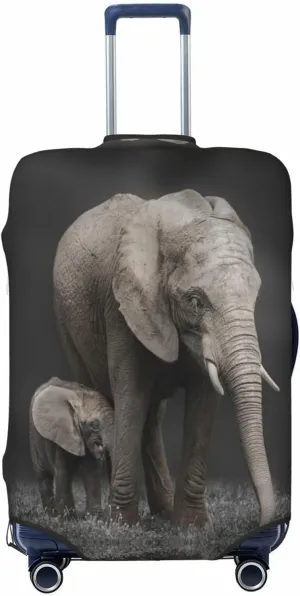 Travel Luggage Cover Suitcase Stretch Washable African Elephant Suitcase Protector Bag,Spandex Double-Sided Baggage Covers,Medium