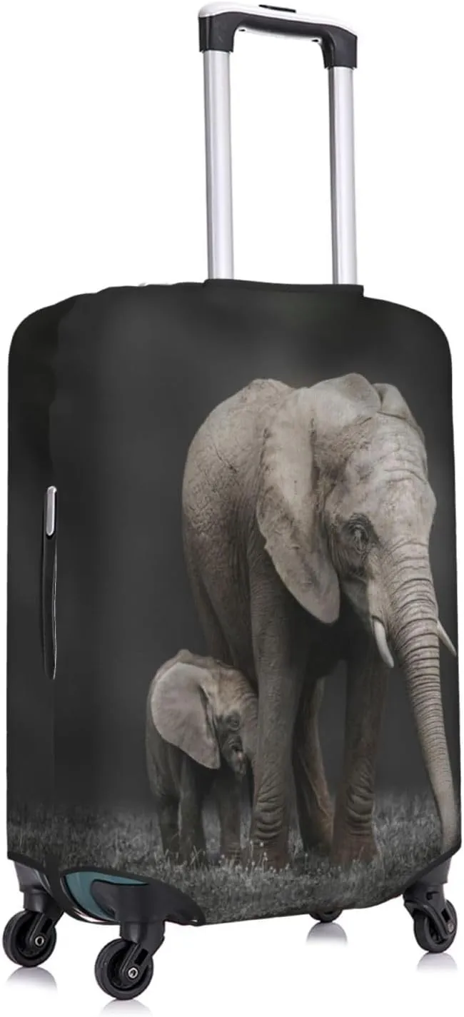 Travel Luggage Cover Suitcase Stretch Washable African Elephant Suitcase Protector Bag,Spandex Double-Sided Baggage Covers,Medium
