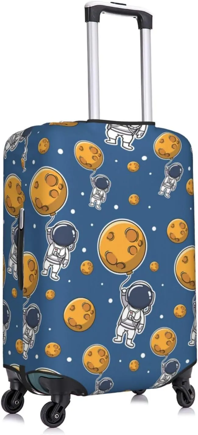 Travel Luggage Cover Suitcase Stretch Washable Astronaut Holding Moon Balloon Space Suitcase Protector Bag,Dust-Proof Double-Sided Baggage Covers,Large