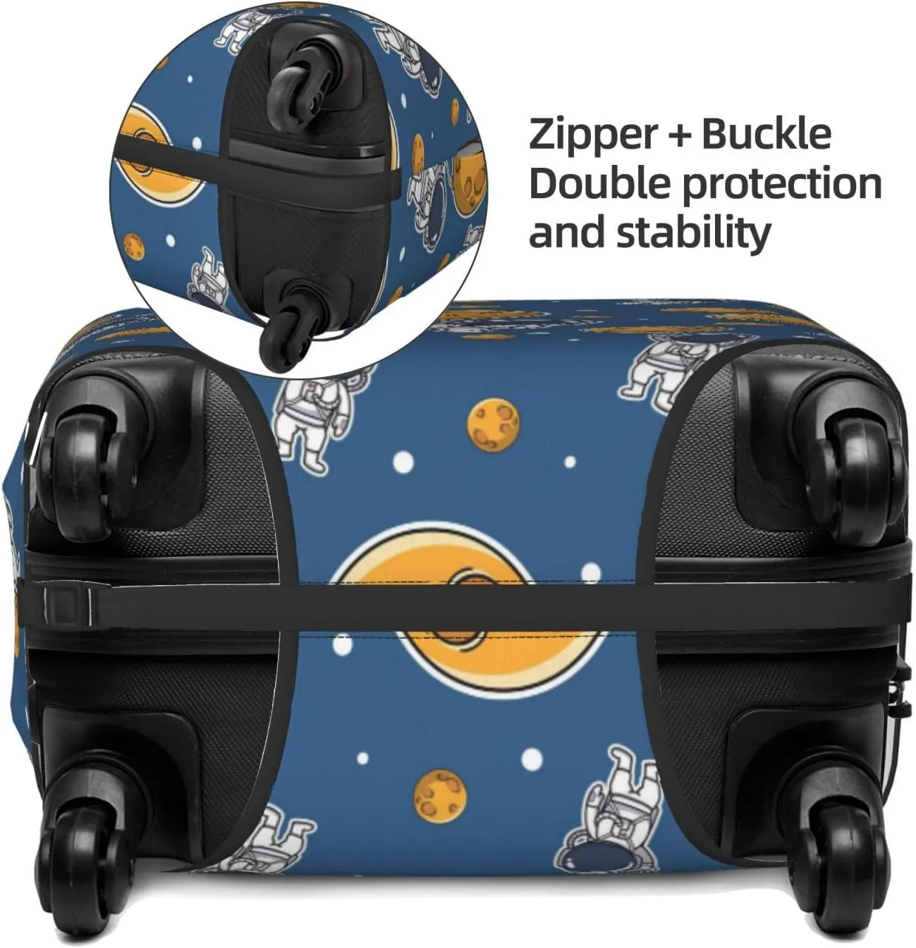 Travel Luggage Cover Suitcase Stretch Washable Astronaut Holding Moon Balloon Space Suitcase Protector Bag,Dust-Proof Double-Sided Baggage Covers,Large
