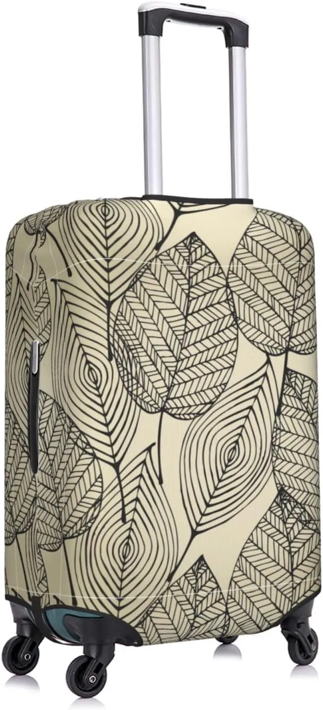 Travel Luggage Cover Suitcase Stretch Washable Autumn Leaf Vein Retro Beige Suitcase Protector Bag,Spandex With Zipper Closure Baggage Covers,X-Large