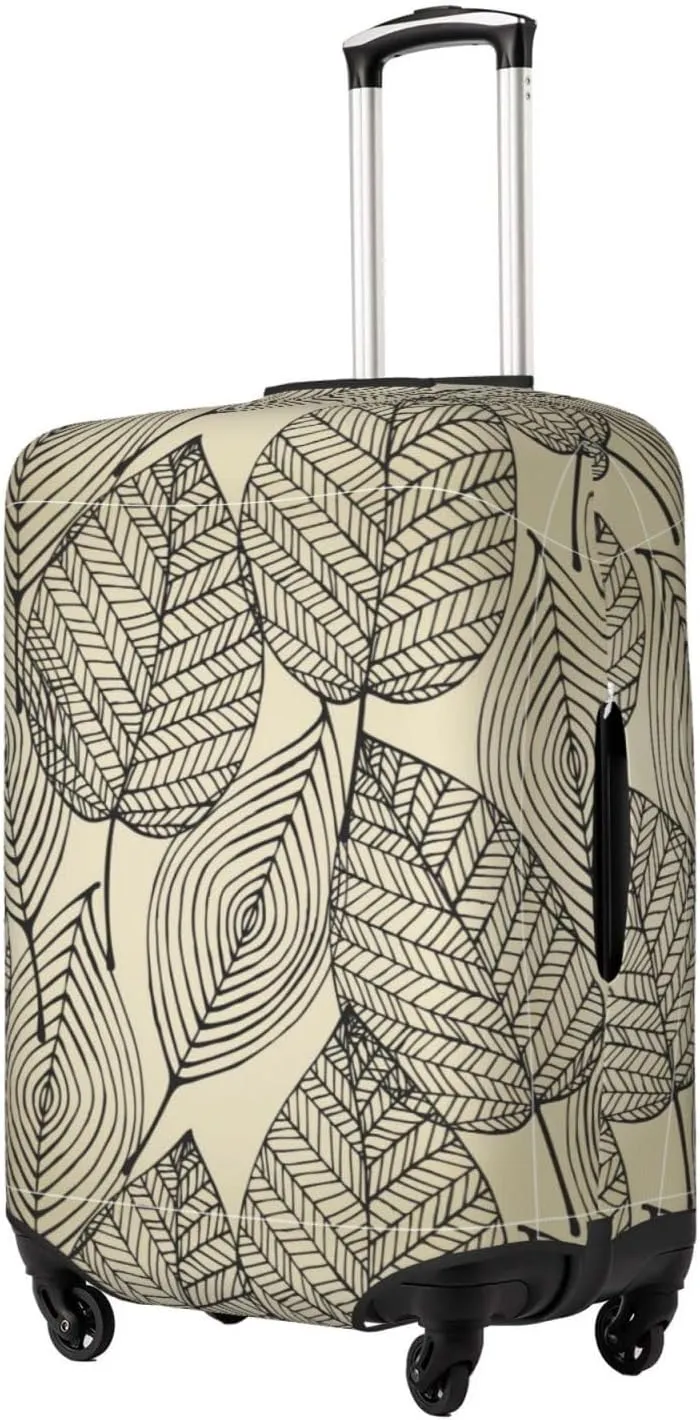 Travel Luggage Cover Suitcase Stretch Washable Autumn Leaf Vein Retro Beige Suitcase Protector Bag,Spandex With Zipper Closure Baggage Covers,X-Large