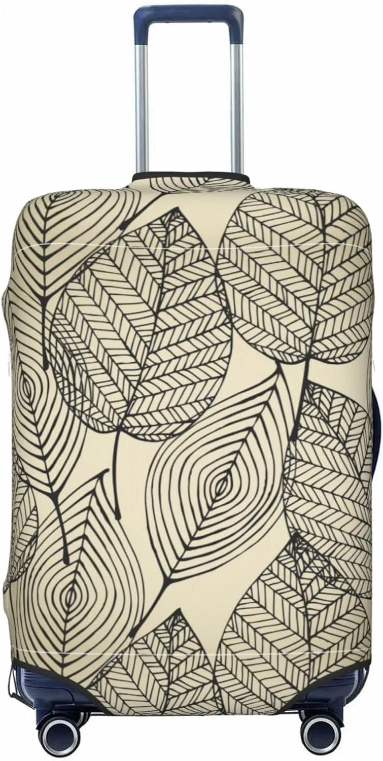Travel Luggage Cover Suitcase Stretch Washable Autumn Leaf Vein Retro Beige Suitcase Protector Bag,Spandex With Zipper Closure Baggage Covers,X-Large