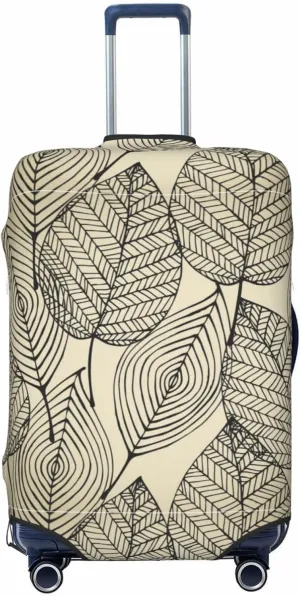 Travel Luggage Cover Suitcase Stretch Washable Autumn Leaf Vein Retro Beige Suitcase Protector Bag,Spandex With Zipper Closure Baggage Covers,X-Large