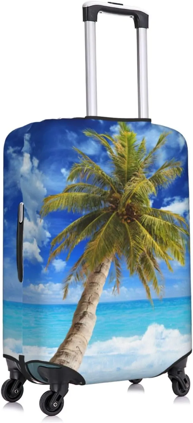 Travel Luggage Cover Suitcase Stretch Washable Beach Palm Tree 2 Suitcase Protector Bag,Dust-Proof With Zipper Closure Baggage Covers,Medium