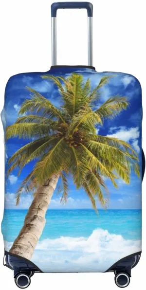 Travel Luggage Cover Suitcase Stretch Washable Beach Palm Tree 2 Suitcase Protector Bag,Dust-Proof With Zipper Closure Baggage Covers,Medium