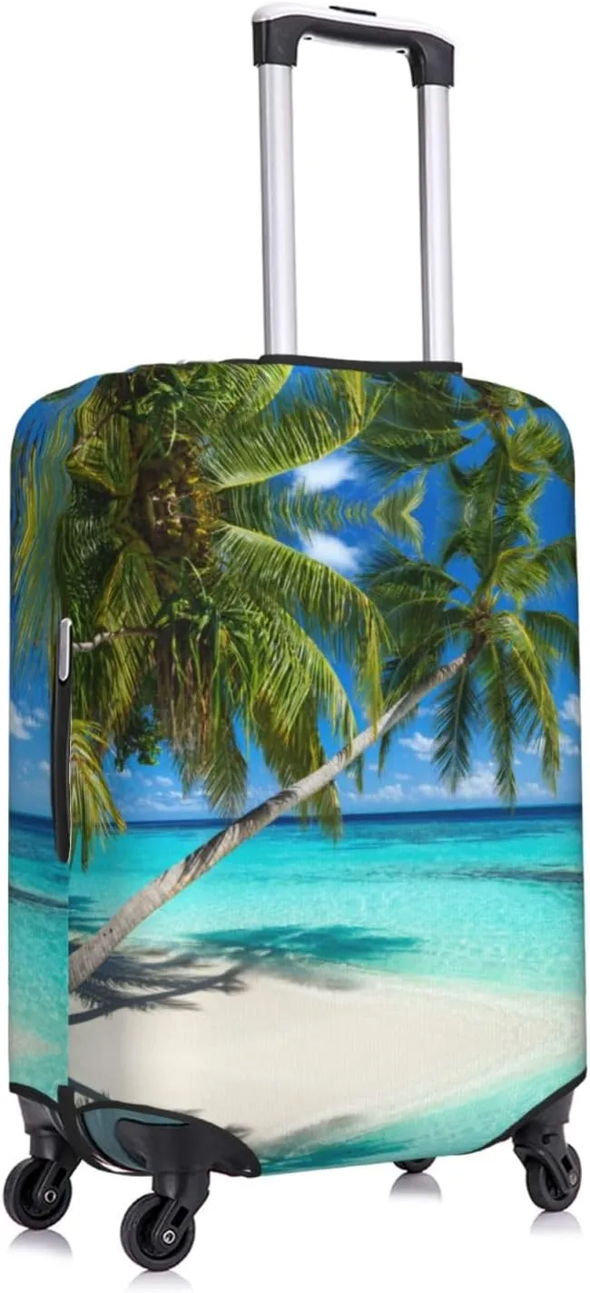Travel Luggage Cover Suitcase Stretch Washable Beach Palm Tree Suitcase Protector Bag,Anti-Scratch With Zipper Closure Baggage Covers,Medium