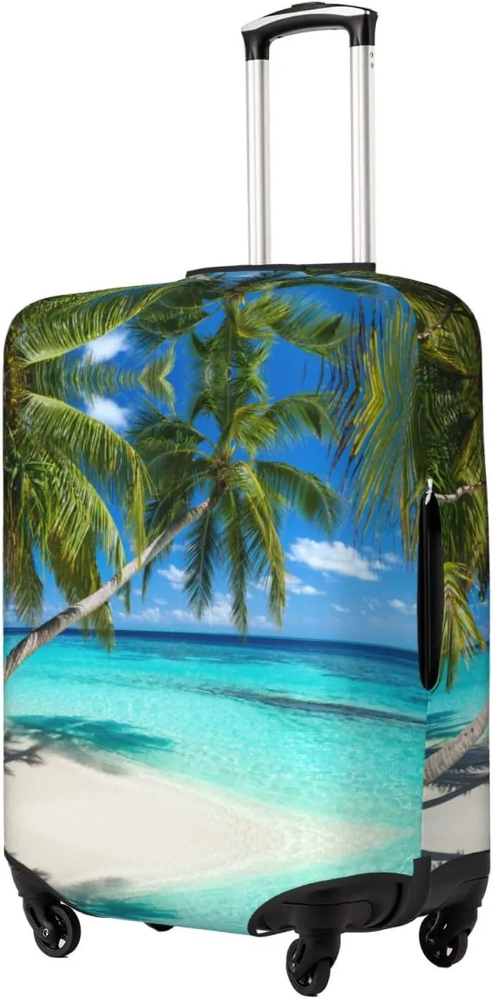 Travel Luggage Cover Suitcase Stretch Washable Beach Palm Tree Suitcase Protector Bag,Anti-Scratch With Zipper Closure Baggage Covers,Medium