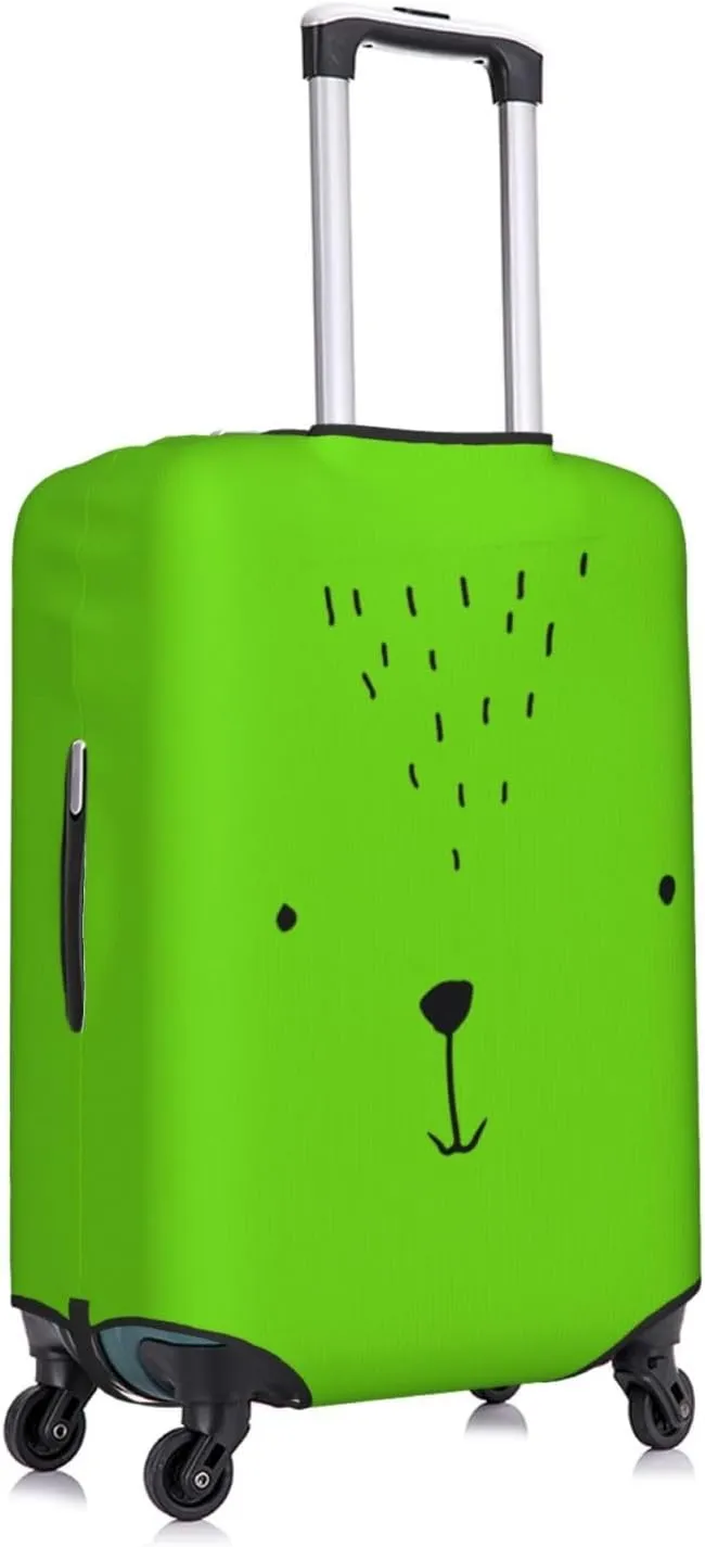 Travel Luggage Cover Suitcase Stretch Washable Bear Face Green Suitcase Protector Bag,Anti-Scratch Double-Sided Baggage Covers,X-Large