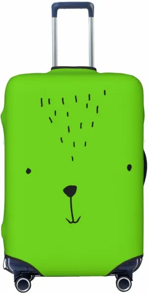 Travel Luggage Cover Suitcase Stretch Washable Bear Face Green Suitcase Protector Bag,Anti-Scratch Double-Sided Baggage Covers,X-Large
