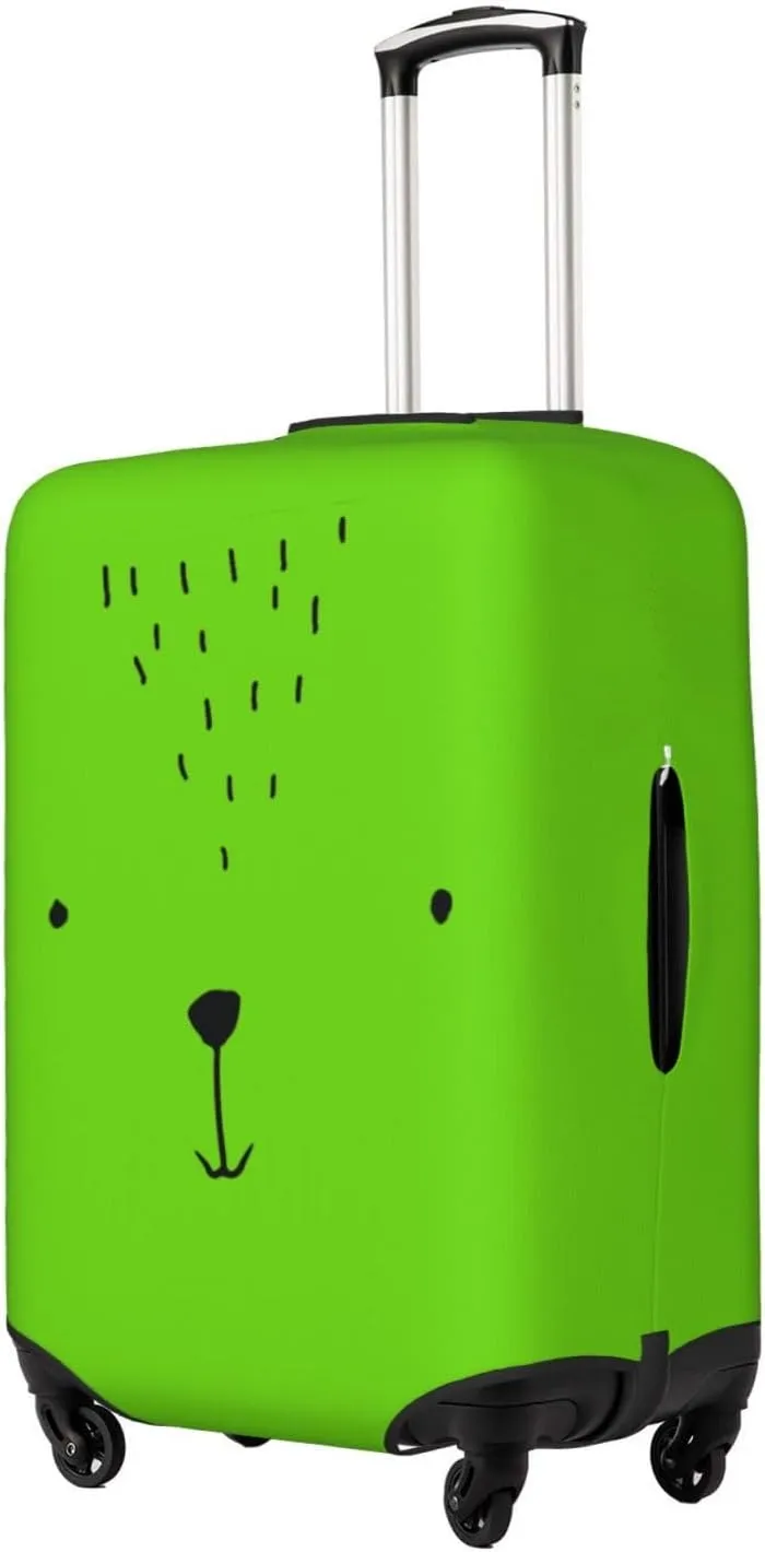 Travel Luggage Cover Suitcase Stretch Washable Bear Face Green Suitcase Protector Bag,Anti-Scratch Double-Sided Baggage Covers,X-Large