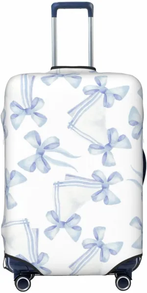 Travel Luggage Cover Suitcase Stretch Washable Blue Ribbons Bows Suitcase Protector Bag,Spandex Double-Sided Baggage Covers For Kid Adult,Large