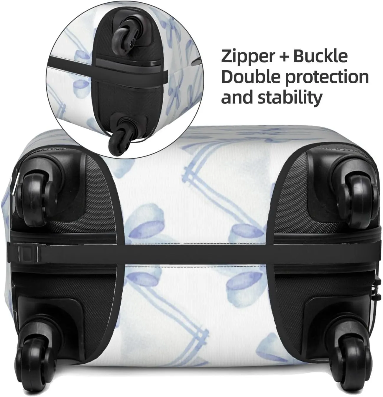 Travel Luggage Cover Suitcase Stretch Washable Blue Ribbons Bows Suitcase Protector Bag,Spandex Double-Sided Baggage Covers For Kid Adult,Large
