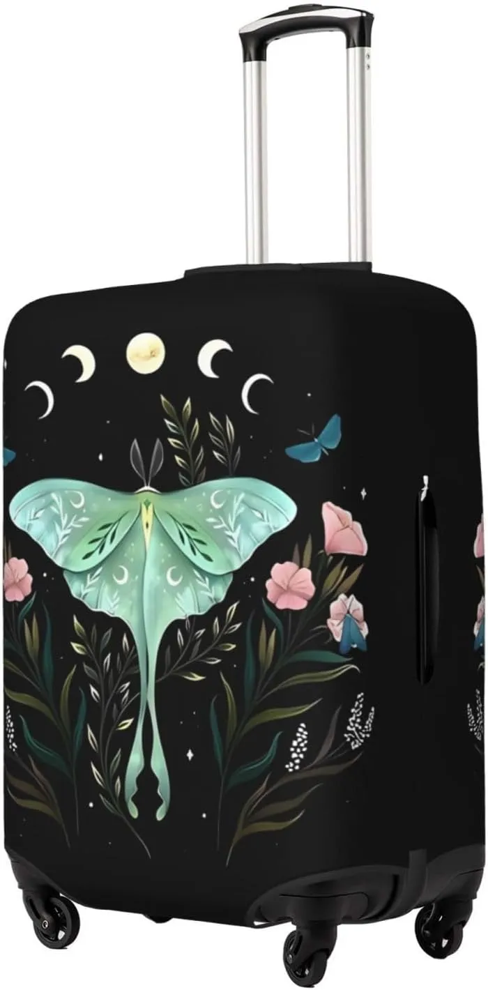 Travel Luggage Cover Suitcase Stretch Washable Butterfly Flower Moon Suitcase Protector Bag,Spandex With Zipper Closure Baggage Covers For Kid Adult,X-Large