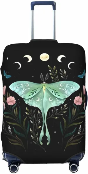 Travel Luggage Cover Suitcase Stretch Washable Butterfly Flower Moon Suitcase Protector Bag,Spandex With Zipper Closure Baggage Covers For Kid Adult,X-Large