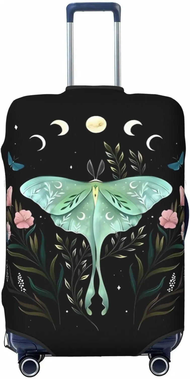 Travel Luggage Cover Suitcase Stretch Washable Butterfly Flower Moon Suitcase Protector Bag,Spandex With Zipper Closure Baggage Covers For Kid Adult,X-Large