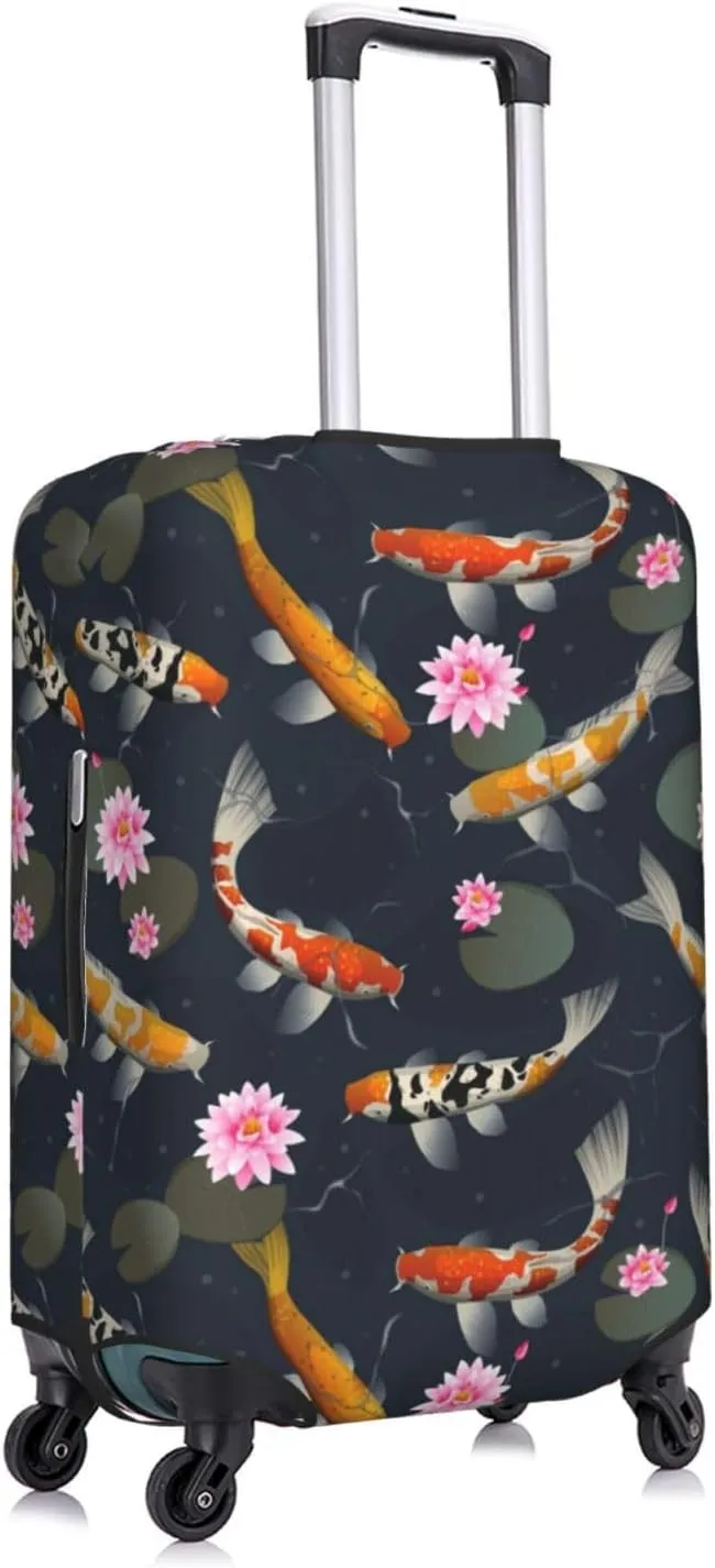 Travel Luggage Cover Suitcase Stretch Washable Carps Flower Suitcase Protector Bag,Spandex Double-Sided Baggage Covers,X-Large