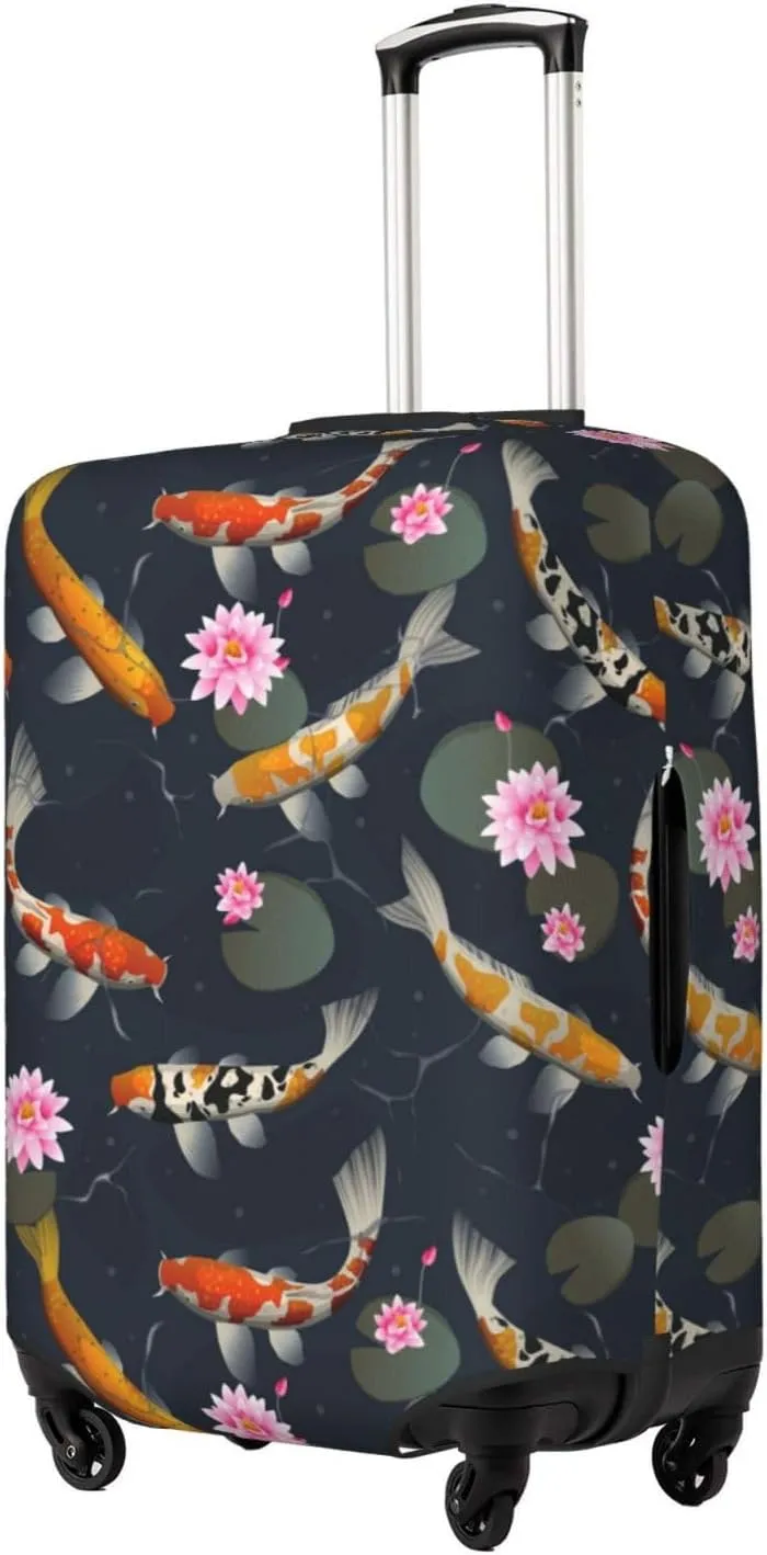 Travel Luggage Cover Suitcase Stretch Washable Carps Flower Suitcase Protector Bag,Spandex Double-Sided Baggage Covers,X-Large