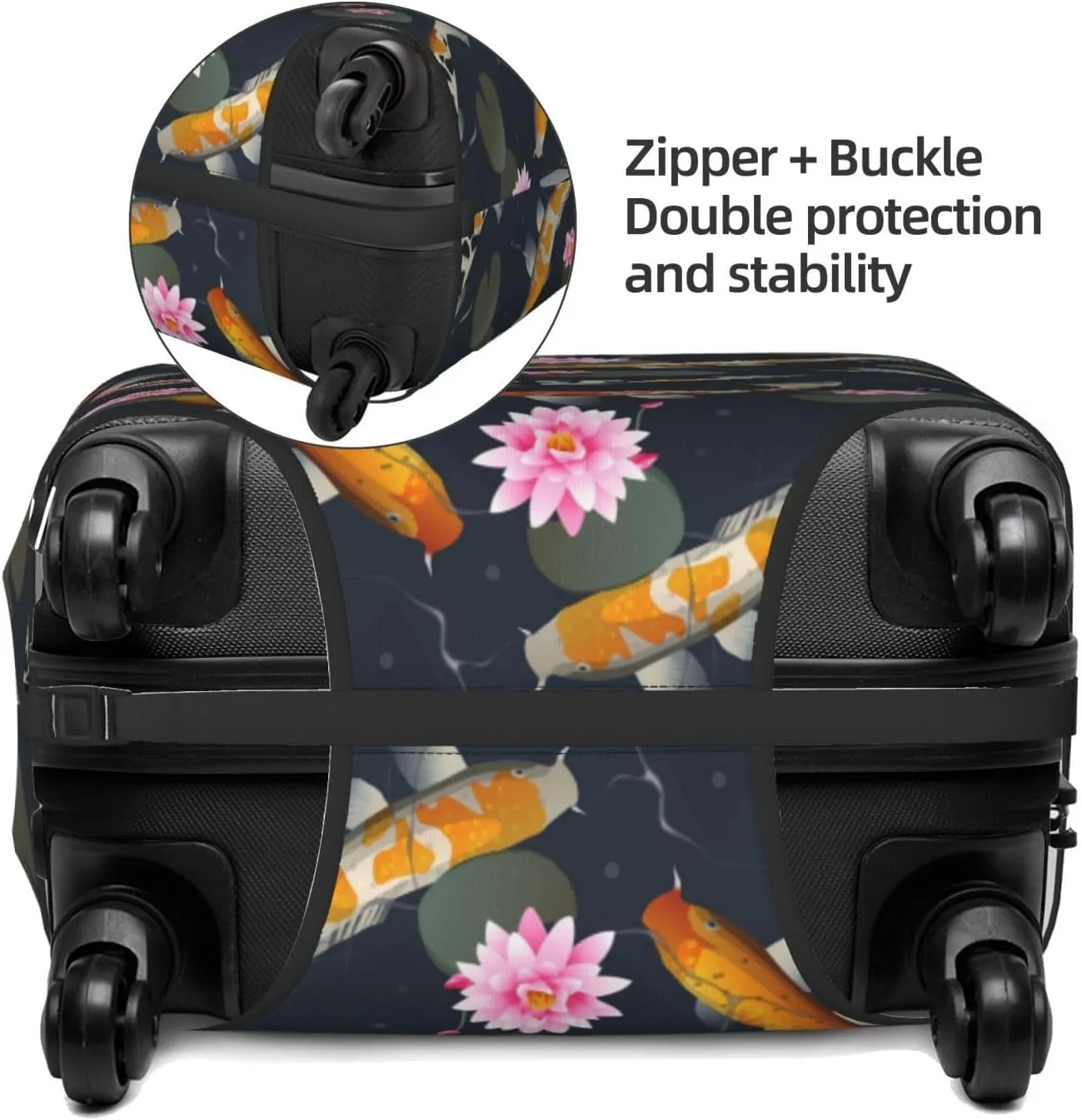 Travel Luggage Cover Suitcase Stretch Washable Carps Flower Suitcase Protector Bag,Spandex Double-Sided Baggage Covers,X-Large