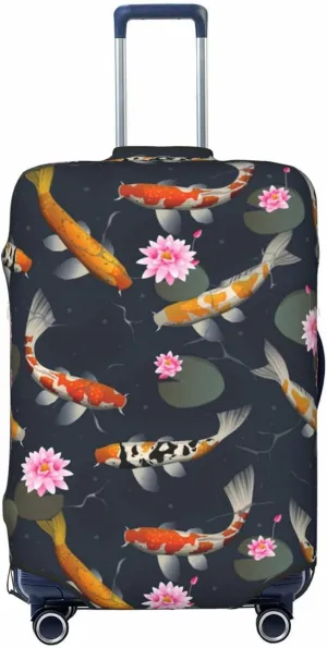 Travel Luggage Cover Suitcase Stretch Washable Carps Flower Suitcase Protector Bag,Spandex Double-Sided Baggage Covers,X-Large
