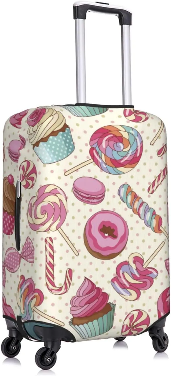 Travel Luggage Cover Suitcase Stretch Washable Colorful Sweet Lollipop Candy Cupcake Suitcase Protector Bag,Spandex Double-Sided Baggage Covers,X-Large