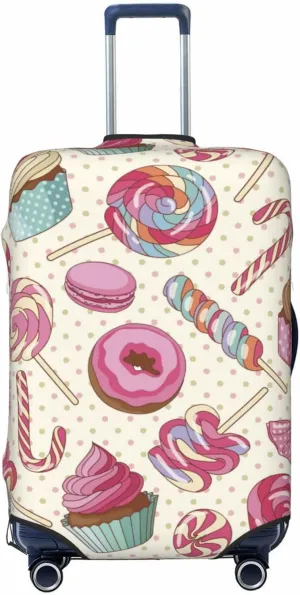 Travel Luggage Cover Suitcase Stretch Washable Colorful Sweet Lollipop Candy Cupcake Suitcase Protector Bag,Spandex Double-Sided Baggage Covers,X-Large