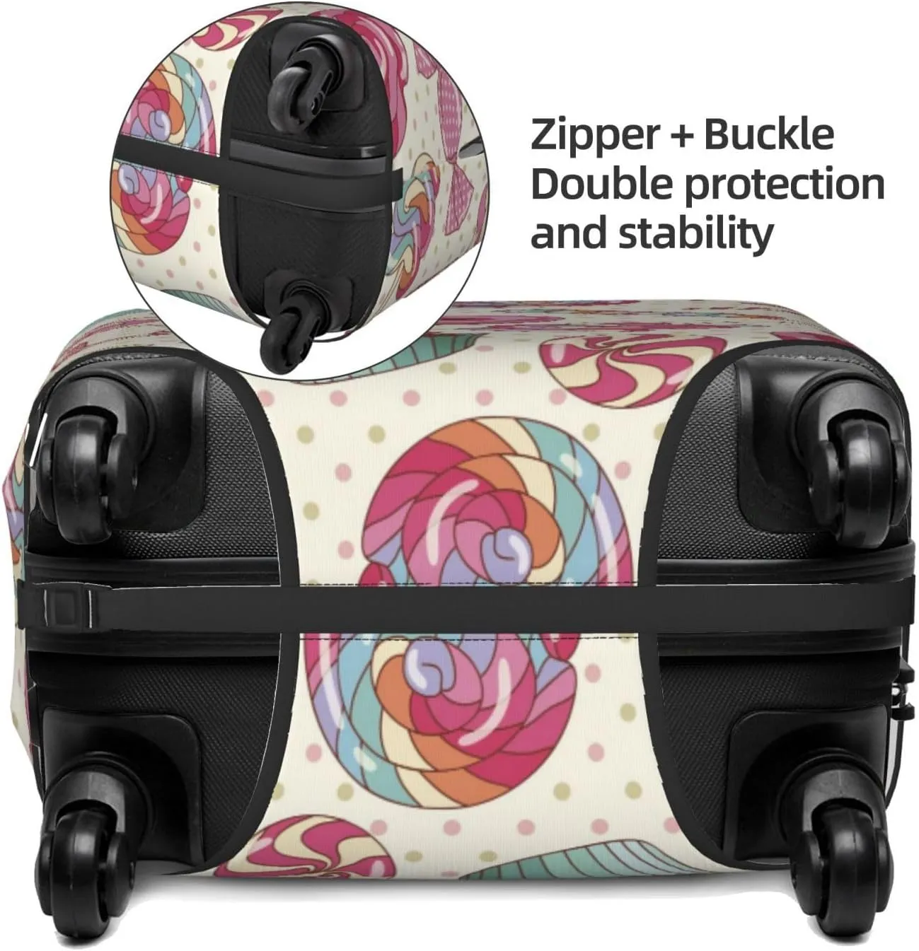 Travel Luggage Cover Suitcase Stretch Washable Colorful Sweet Lollipop Candy Cupcake Suitcase Protector Bag,Spandex Double-Sided Baggage Covers,X-Large