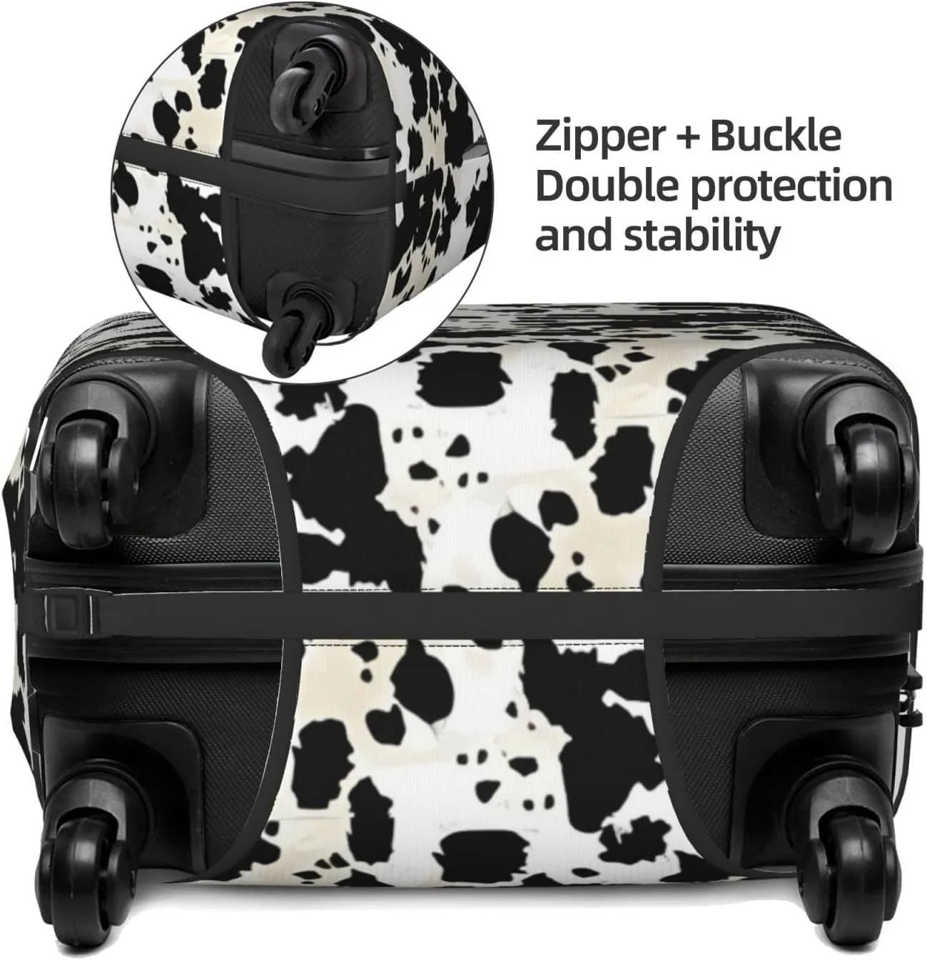 Travel Luggage Cover Suitcase Stretch Washable Cow Skin Print Suitcase Protector Bag,Spandex Double-Sided Baggage Covers,Large