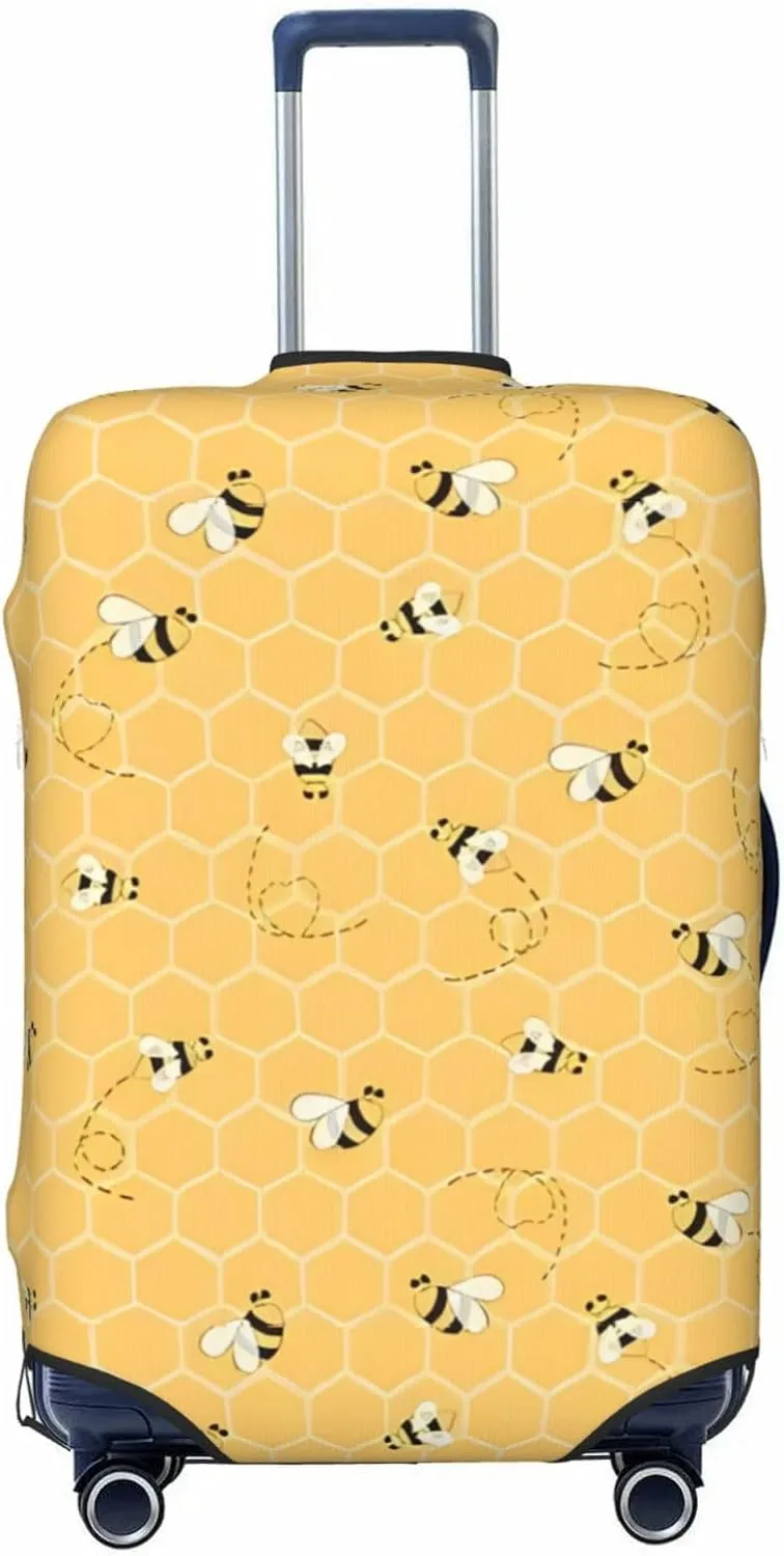 Travel Luggage Cover Suitcase Stretch Washable Cute Animal Bee Suitcase Protector Bag,Spandex Double-Sided Baggage Covers,X-Large