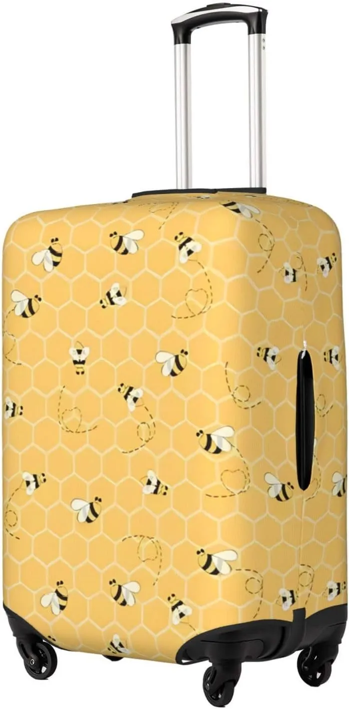 Travel Luggage Cover Suitcase Stretch Washable Cute Animal Bee Suitcase Protector Bag,Spandex Double-Sided Baggage Covers,X-Large