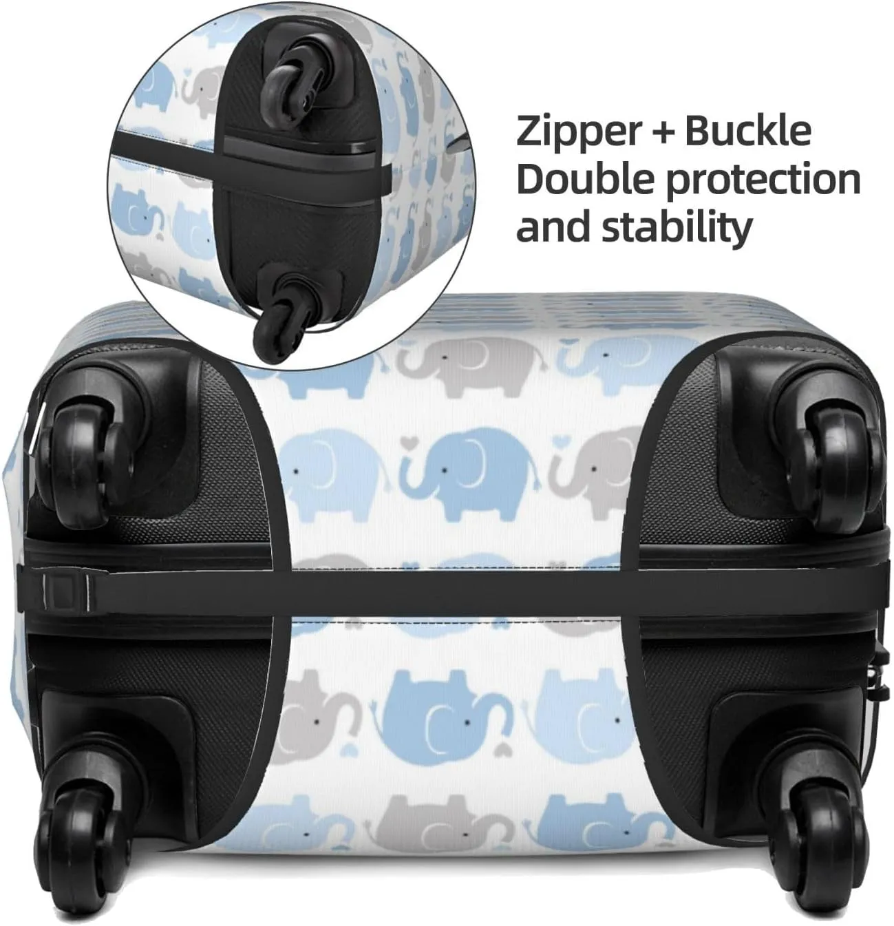 Travel Luggage Cover Suitcase Stretch Washable Cute Baby Elephants Suitcase Protector Bag,Anti-Scratch Double-Sided Baggage Covers,Large