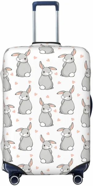 Travel Luggage Cover Suitcase Stretch Washable Cute Bunnies And Hearts Rabbit Suitcase Protector Bag,Dust-Proof Double-Sided Baggage Covers For Kid Adult,X-Large