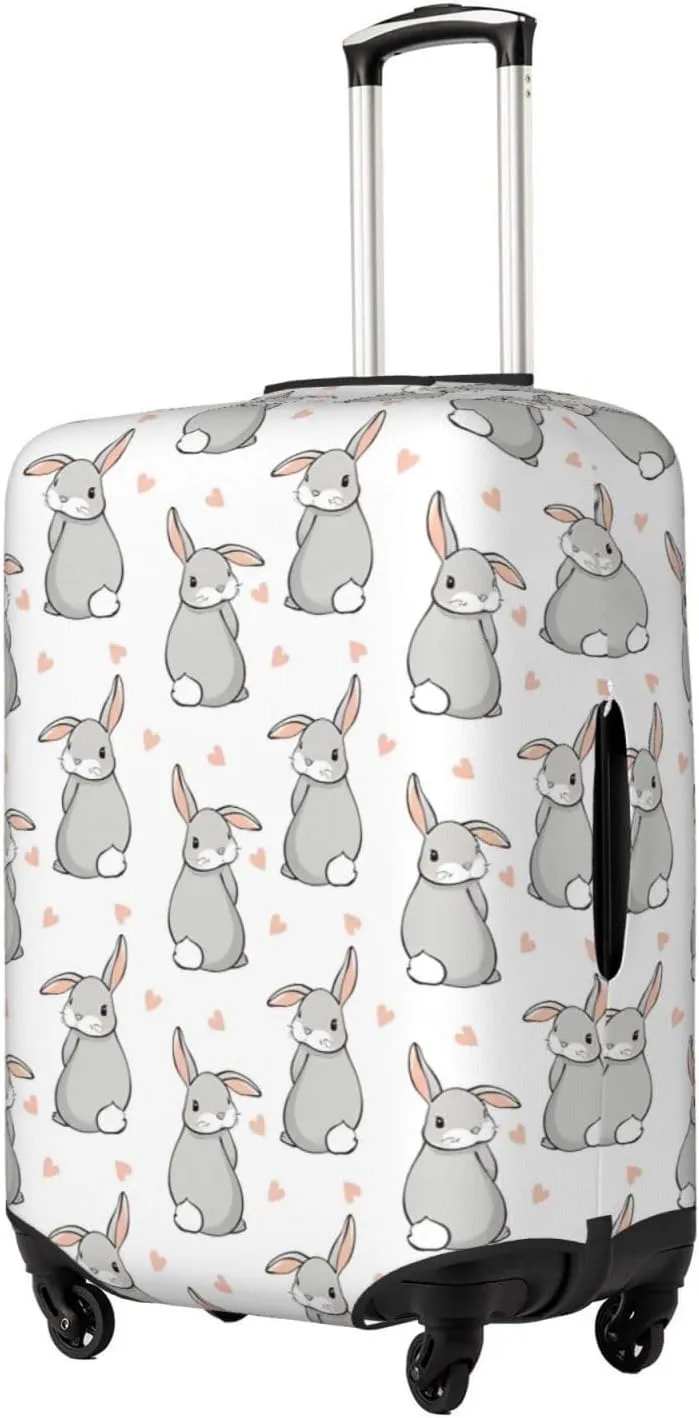 Travel Luggage Cover Suitcase Stretch Washable Cute Bunnies And Hearts Rabbit Suitcase Protector Bag,Dust-Proof Double-Sided Baggage Covers For Kid Adult,X-Large
