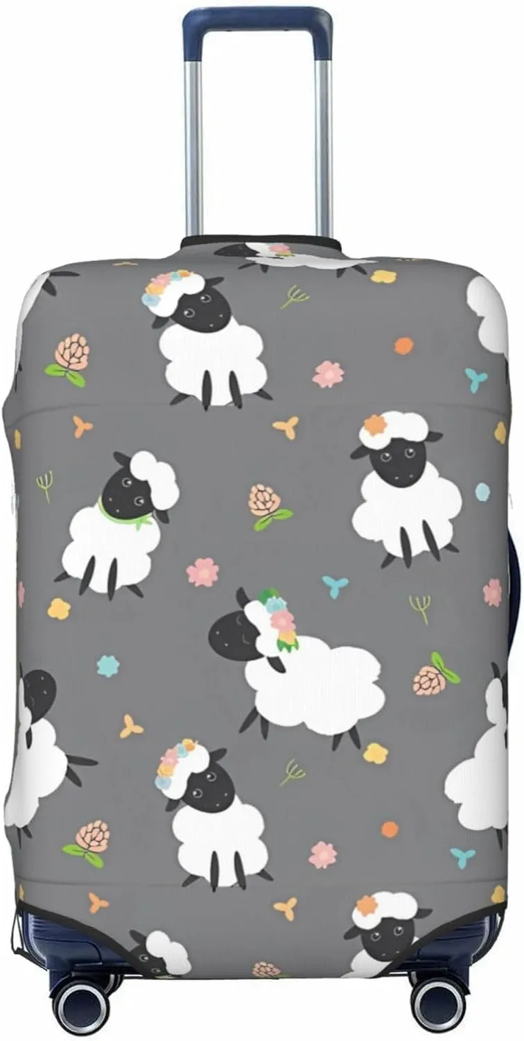Travel Luggage Cover Suitcase Stretch Washable Cute Funny Sheeps Suitcase Protector Bag,Dust-Proof Double-Sided Baggage Covers For Kid Adult,X-Large