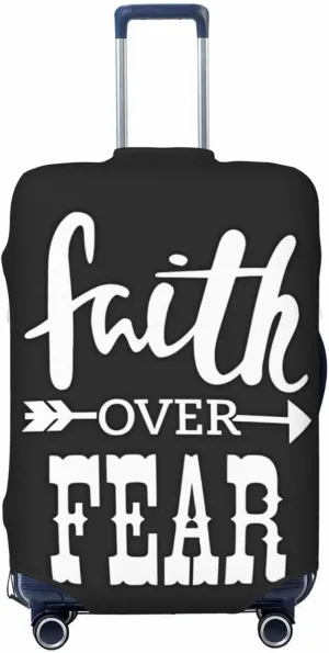 Travel Luggage Cover Suitcase Stretch Washable Faith Over Fear 2 Suitcase Protector Bag,Spandex With Zipper Closure Baggage Covers,X-Large