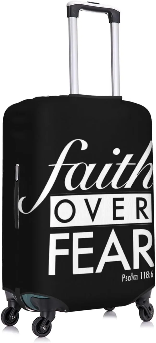 Travel Luggage Cover Suitcase Stretch Washable Faith Over Fear 3 Suitcase Protector Bag,Spandex Double-Sided Baggage Covers,X-Large