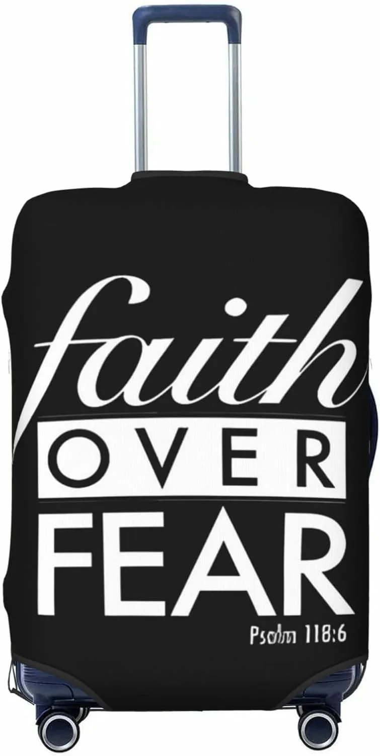 Travel Luggage Cover Suitcase Stretch Washable Faith Over Fear 3 Suitcase Protector Bag,Spandex Double-Sided Baggage Covers,X-Large