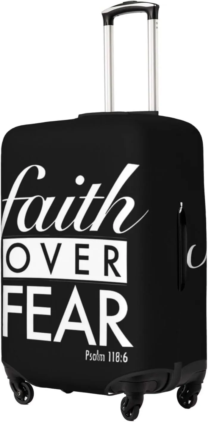 Travel Luggage Cover Suitcase Stretch Washable Faith Over Fear 3 Suitcase Protector Bag,Spandex Double-Sided Baggage Covers,X-Large