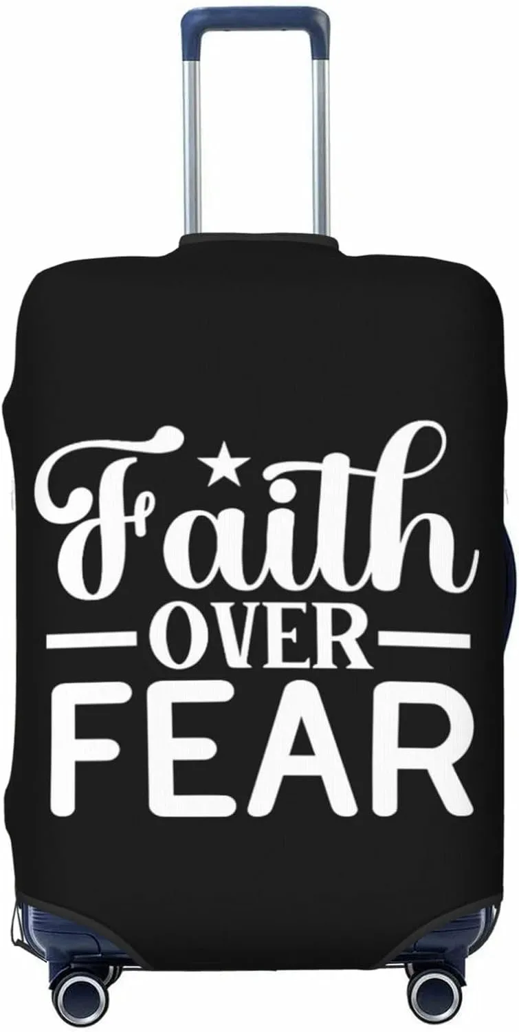Travel Luggage Cover Suitcase Stretch Washable Faith Over Fear Suitcase Protector Bag,Dust-Proof Double-Sided Baggage Covers For Kid Adult,Medium