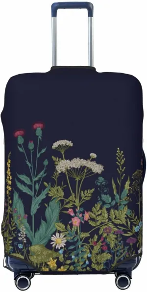 Travel Luggage Cover Suitcase Stretch Washable Herbs Flowers Botanical Suitcase Protector Bag,Anti-Scratch With Zipper Closure Baggage Covers,X-Large