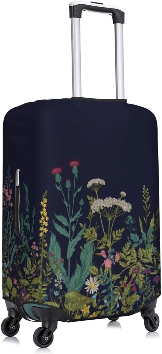 Travel Luggage Cover Suitcase Stretch Washable Herbs Flowers Botanical Suitcase Protector Bag,Anti-Scratch With Zipper Closure Baggage Covers,X-Large