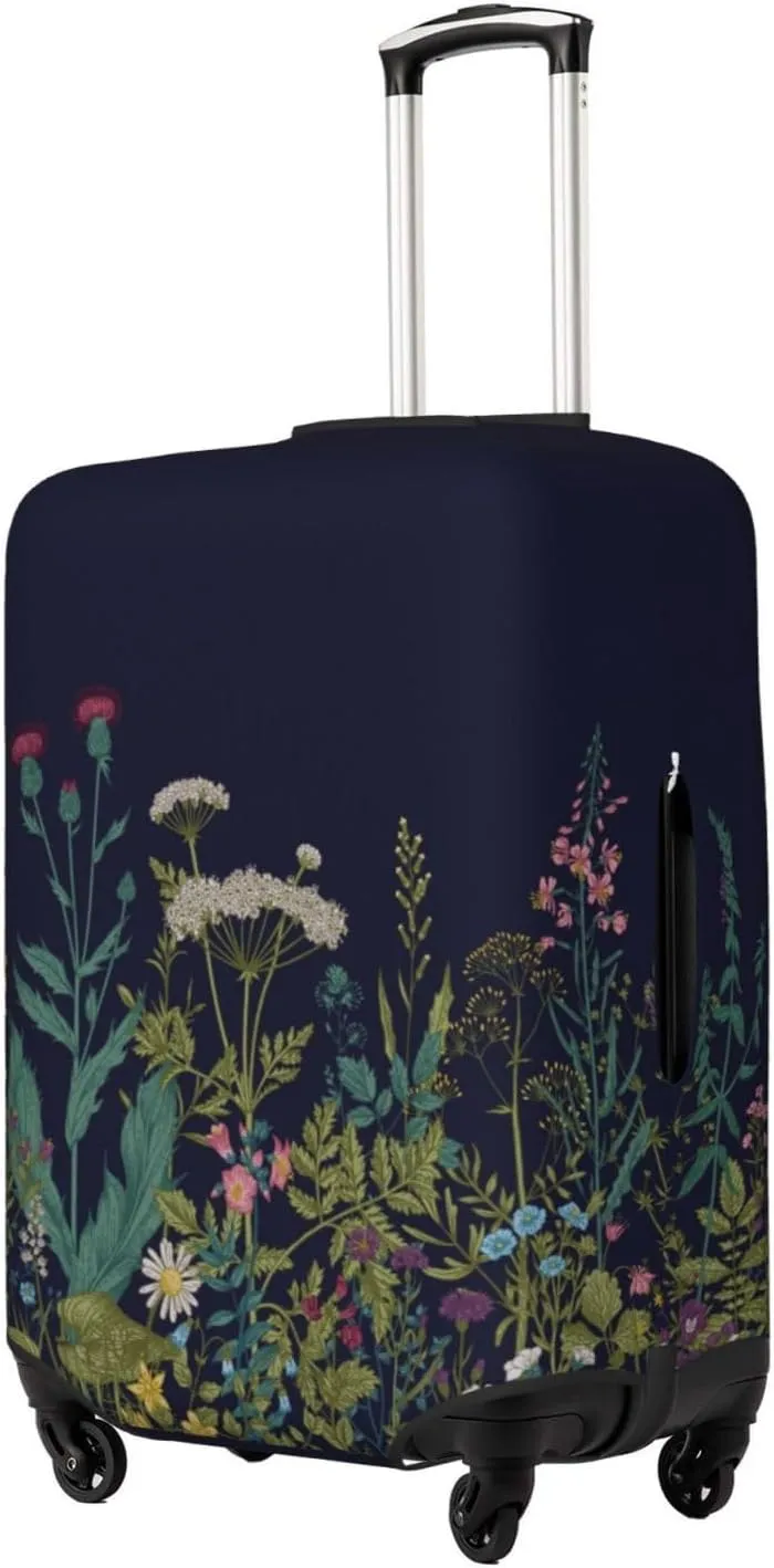 Travel Luggage Cover Suitcase Stretch Washable Herbs Flowers Botanical Suitcase Protector Bag,Anti-Scratch With Zipper Closure Baggage Covers,X-Large